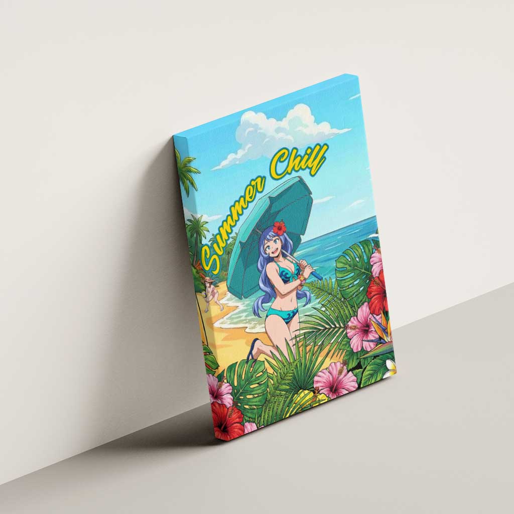 Nejire Hado Summer Chill Canvas Wall Art Tropical Anime Surfside Art