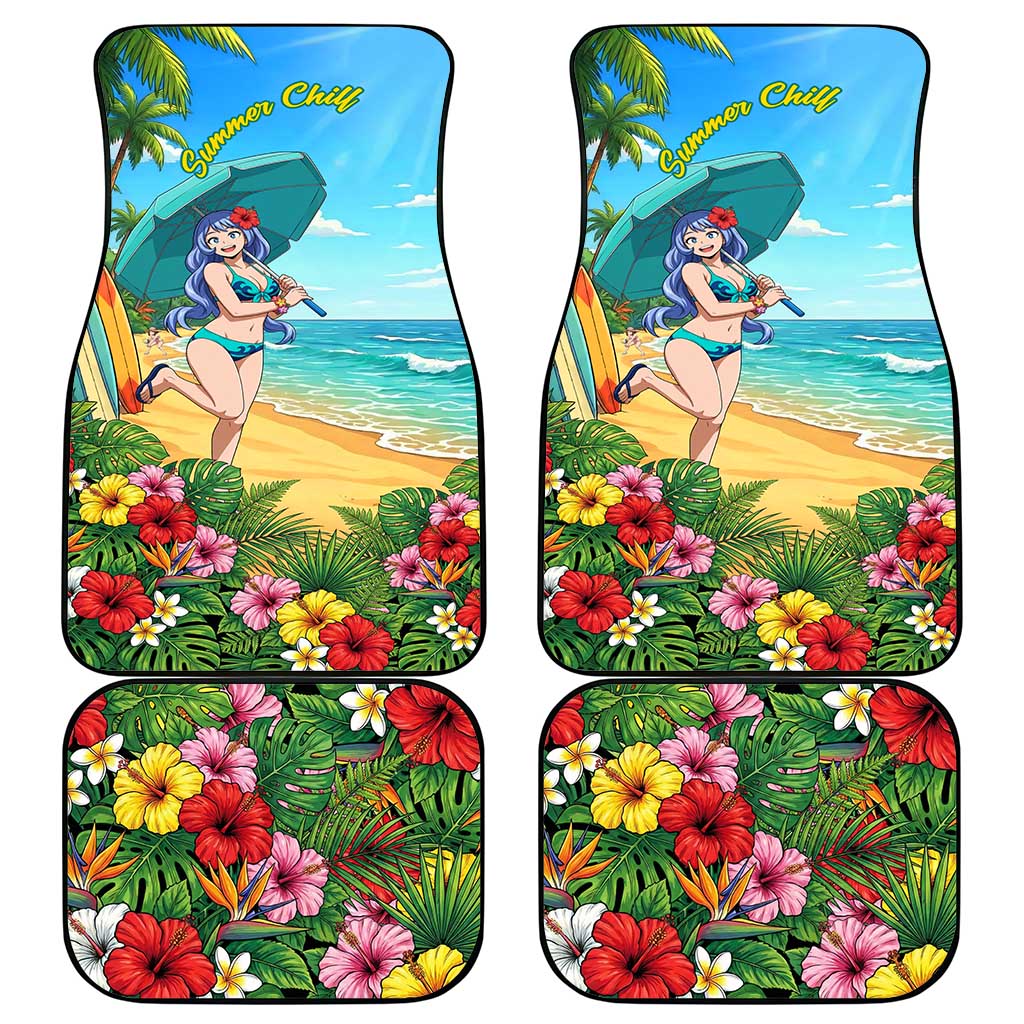 Nejire Hado Summer Chill Car Mats Tropical Anime Surfside Art