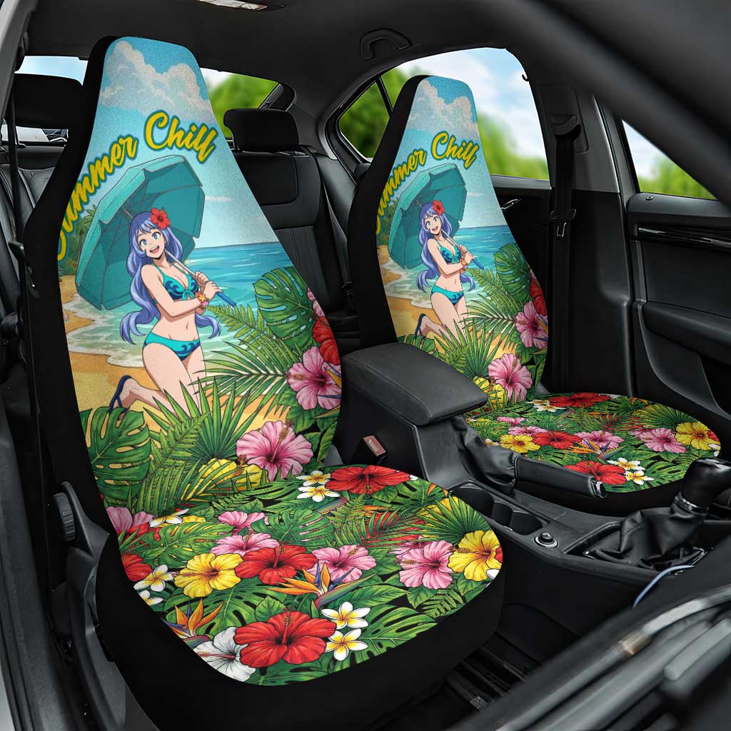 Nejire Hado Summer Chill Car Seat Cover Tropical Anime Surfside Art