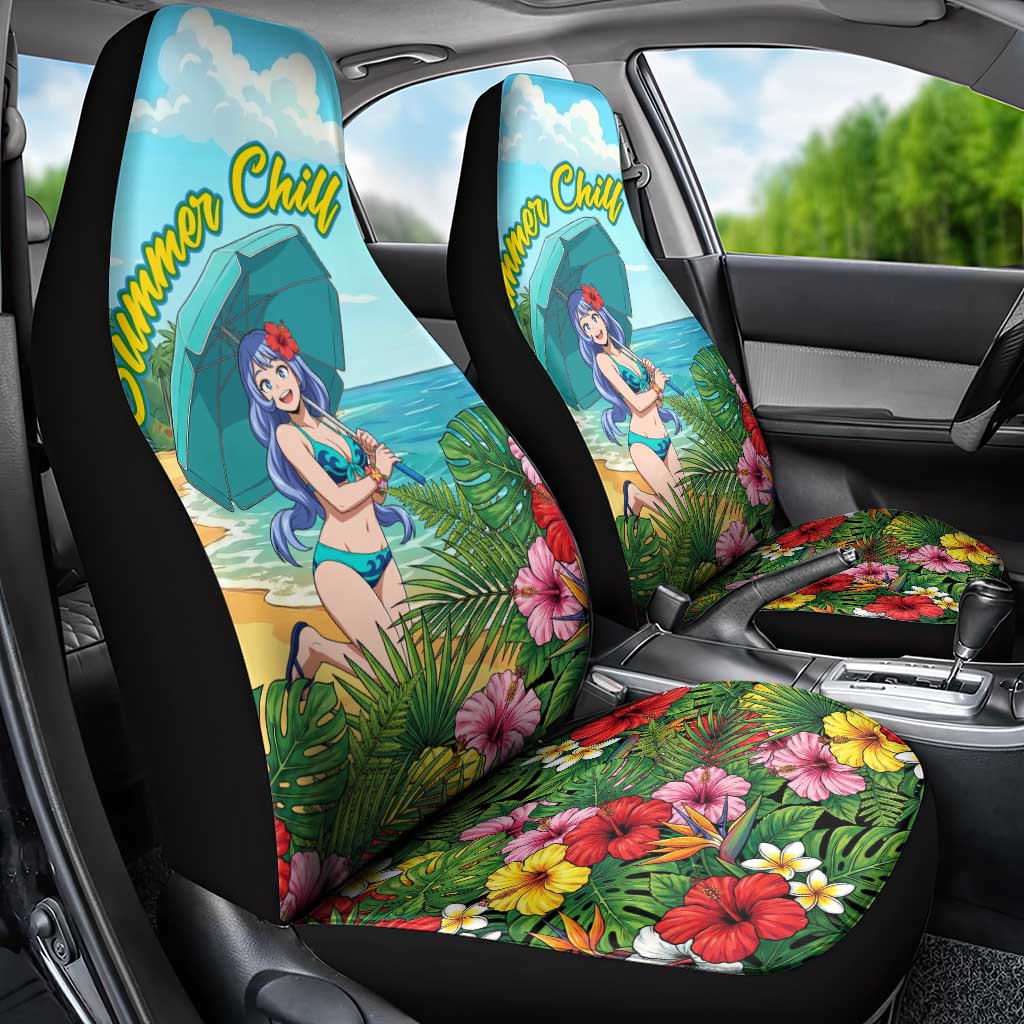 Nejire Hado Summer Chill Car Seat Cover Tropical Anime Surfside Art