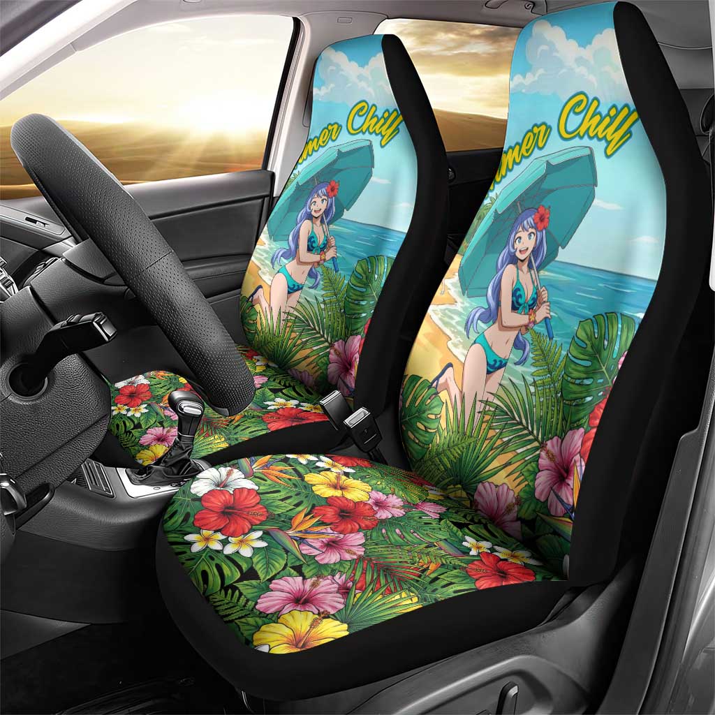 Nejire Hado Summer Chill Car Seat Cover Tropical Anime Surfside Art