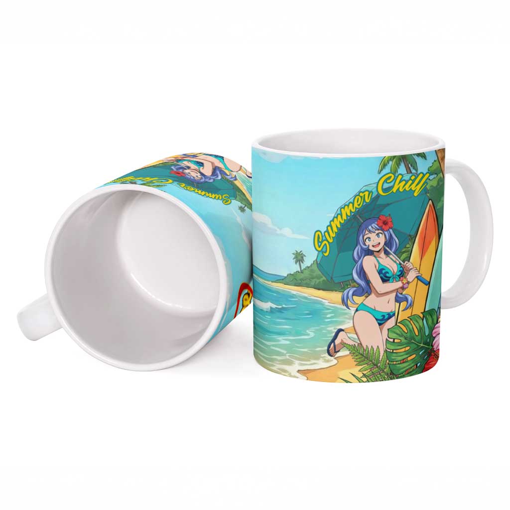 Nejire Hado Summer Chill Ceramic Mug Tropical Anime Surfside Art