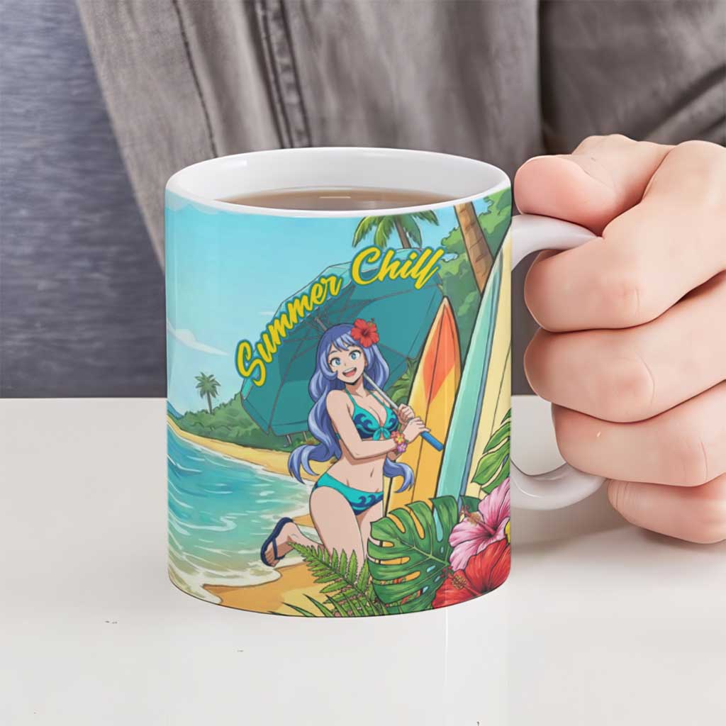 Nejire Hado Summer Chill Ceramic Mug Tropical Anime Surfside Art