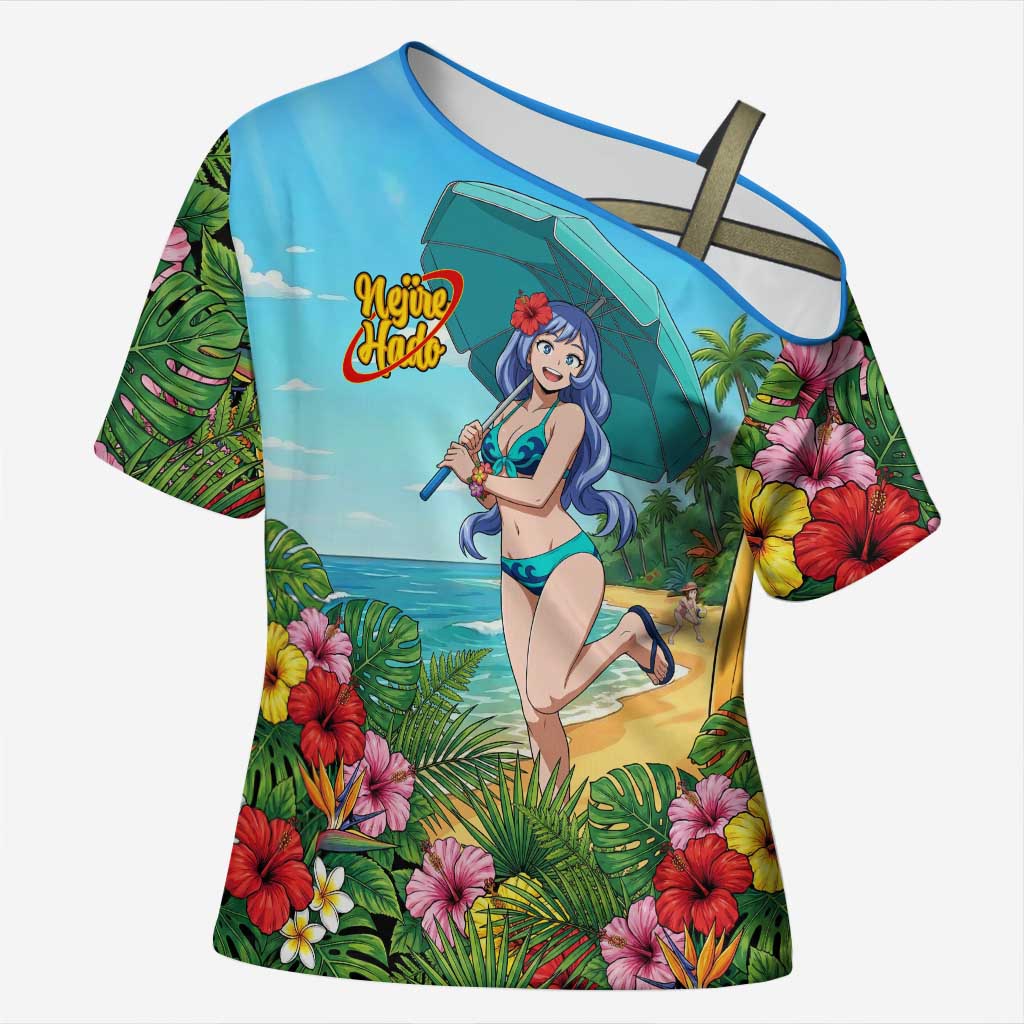 Nejire Hado Summer Chill Cross Shoulder Shirt Tropical Anime Surfside Art