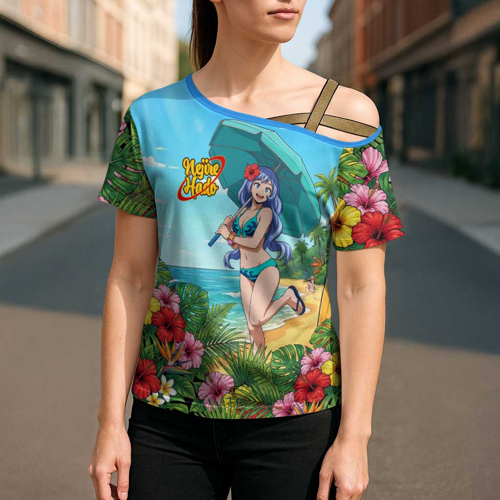 Nejire Hado Summer Chill Cross Shoulder Shirt Tropical Anime Surfside Art