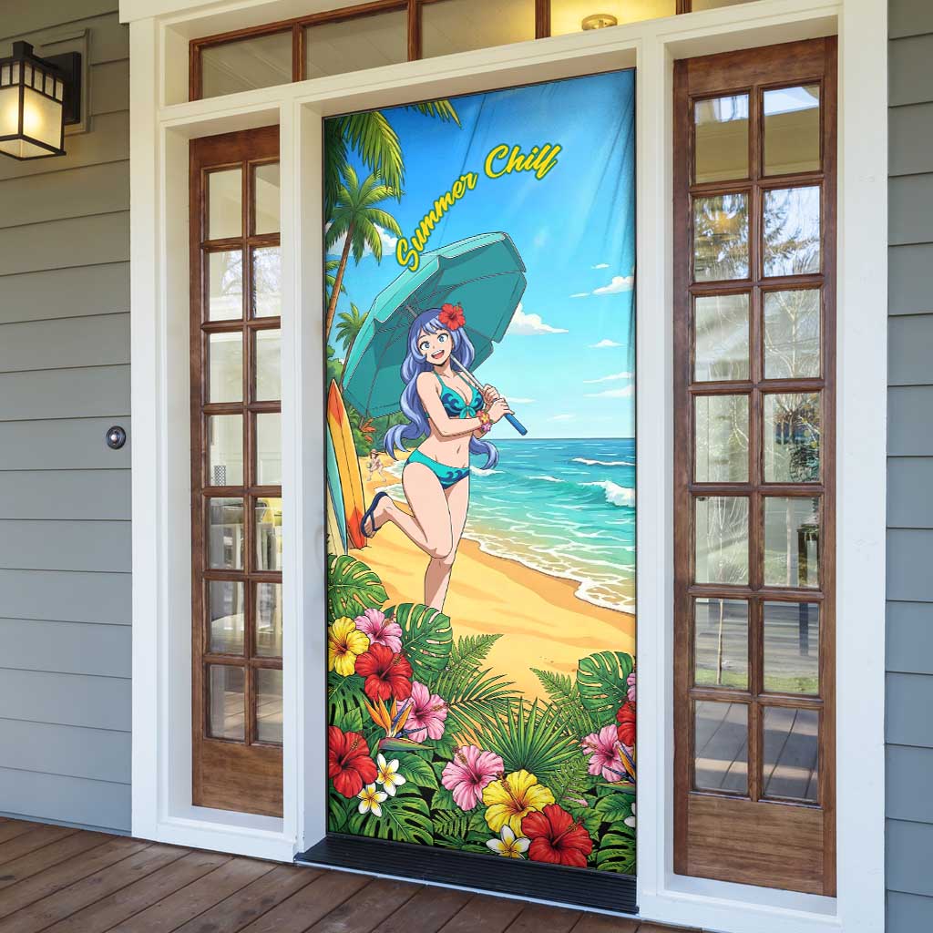 Nejire Hado Summer Chill Door Cover Tropical Anime Surfside Art