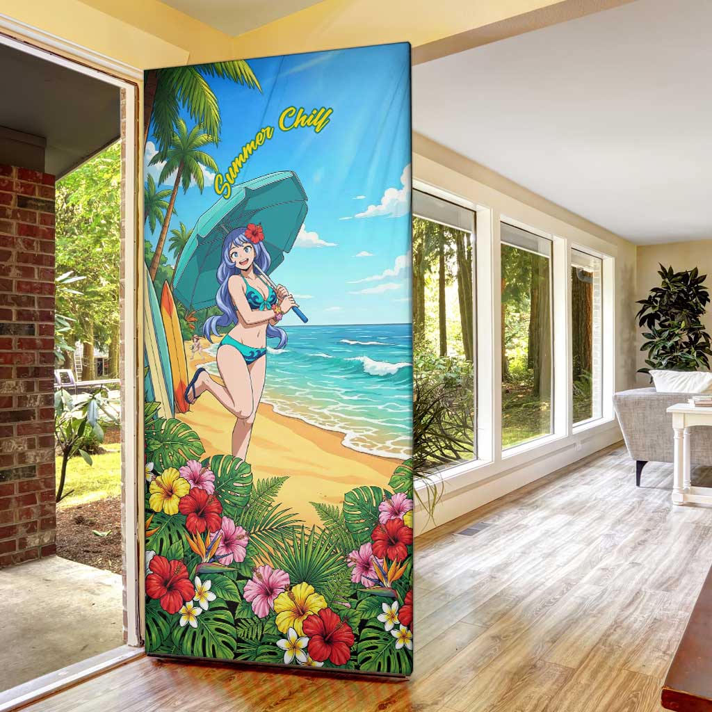Nejire Hado Summer Chill Door Cover Tropical Anime Surfside Art