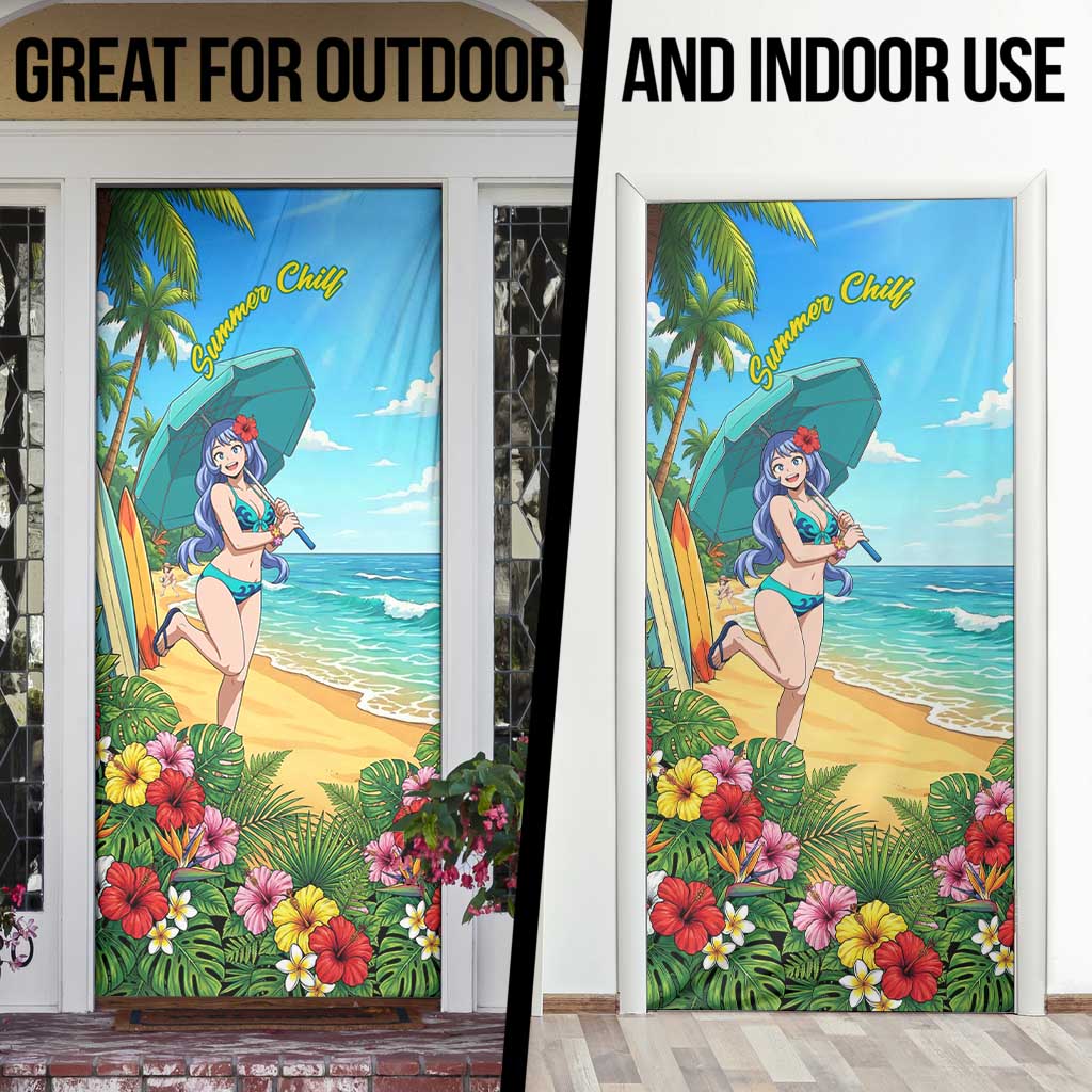 Nejire Hado Summer Chill Door Cover Tropical Anime Surfside Art