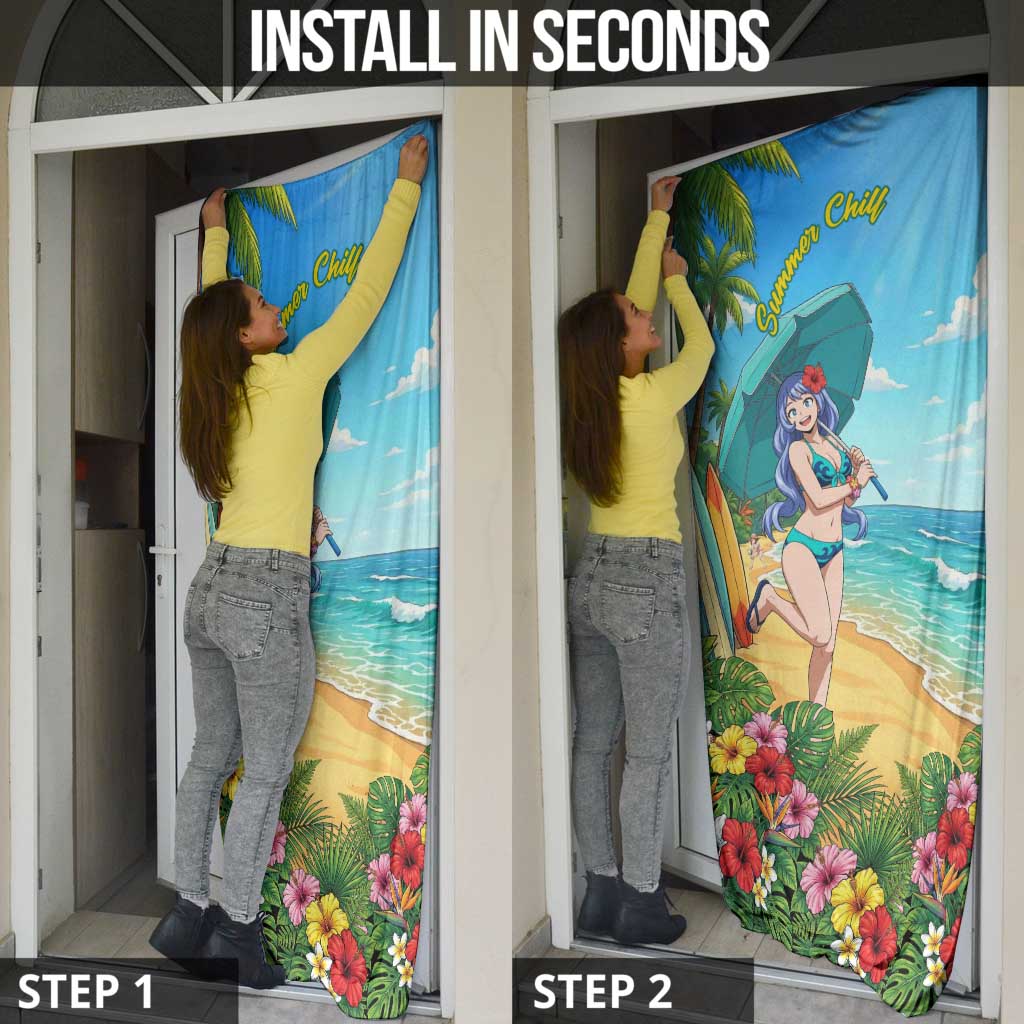 Nejire Hado Summer Chill Door Cover Tropical Anime Surfside Art
