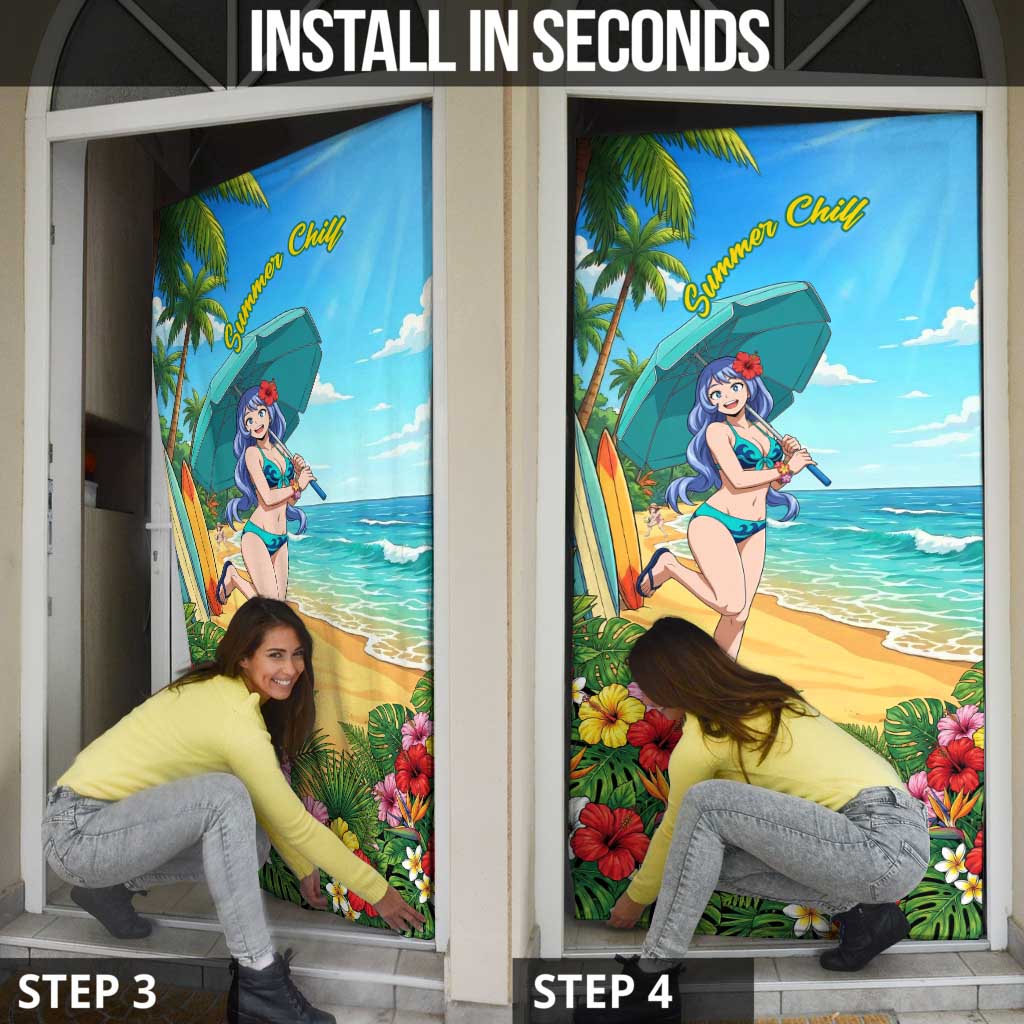 Nejire Hado Summer Chill Door Cover Tropical Anime Surfside Art