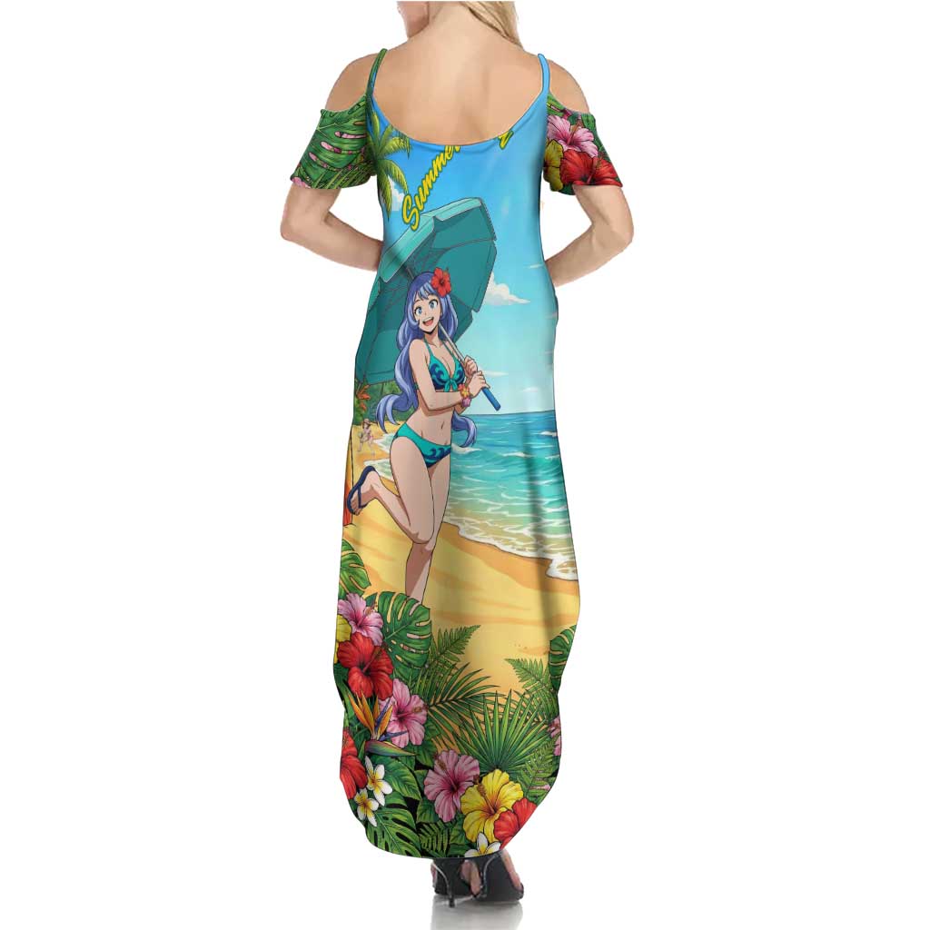 Nejire Hado Summer Chill Family Matching Summer Maxi Dress and Hawaiian Shirt Tropical Anime Surfside Art