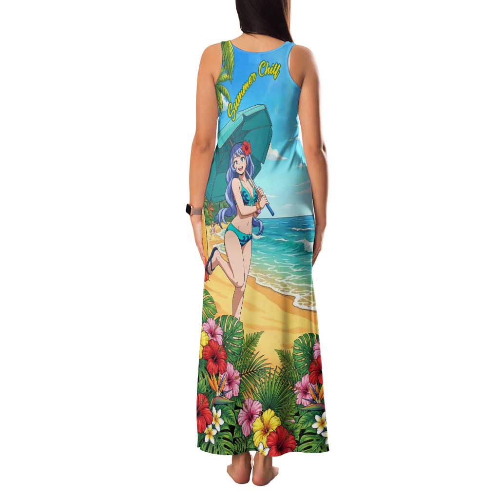 Nejire Hado Summer Chill Family Matching Tank Maxi Dress and Hawaiian Shirt Tropical Anime Surfside Art