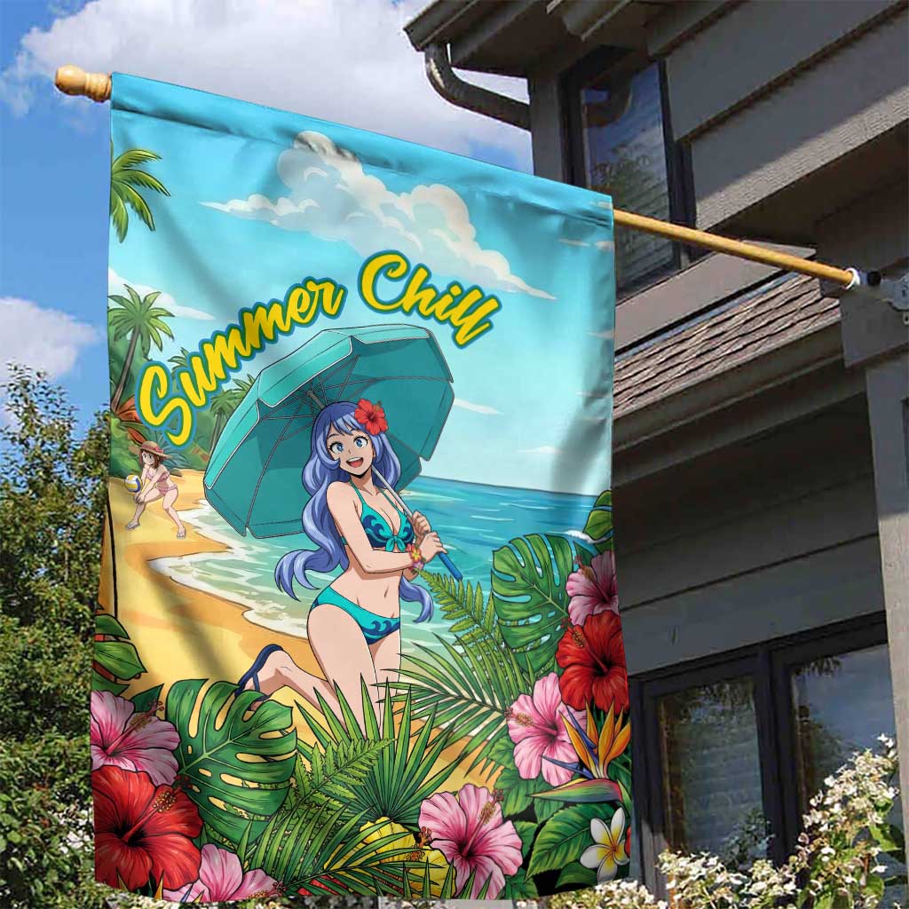 Nejire Hado Summer Chill Garden Flag Tropical Anime Surfside Art