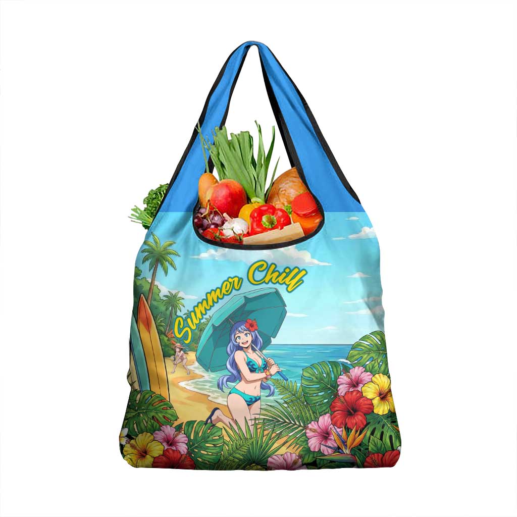 Nejire Hado Summer Chill Grocery Bag Tropical Anime Surfside Art