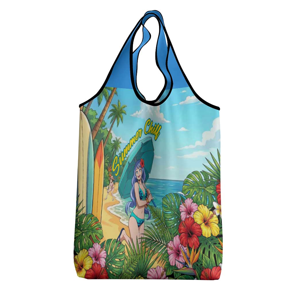 Nejire Hado Summer Chill Grocery Bag Tropical Anime Surfside Art
