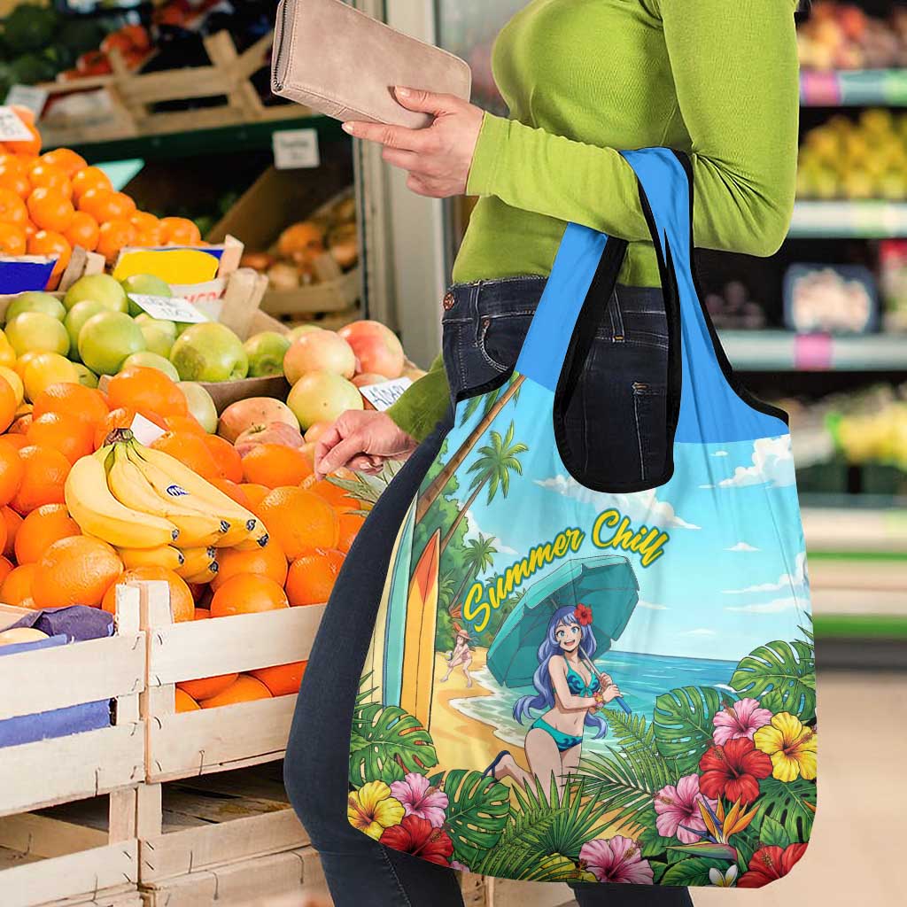 Nejire Hado Summer Chill Grocery Bag Tropical Anime Surfside Art