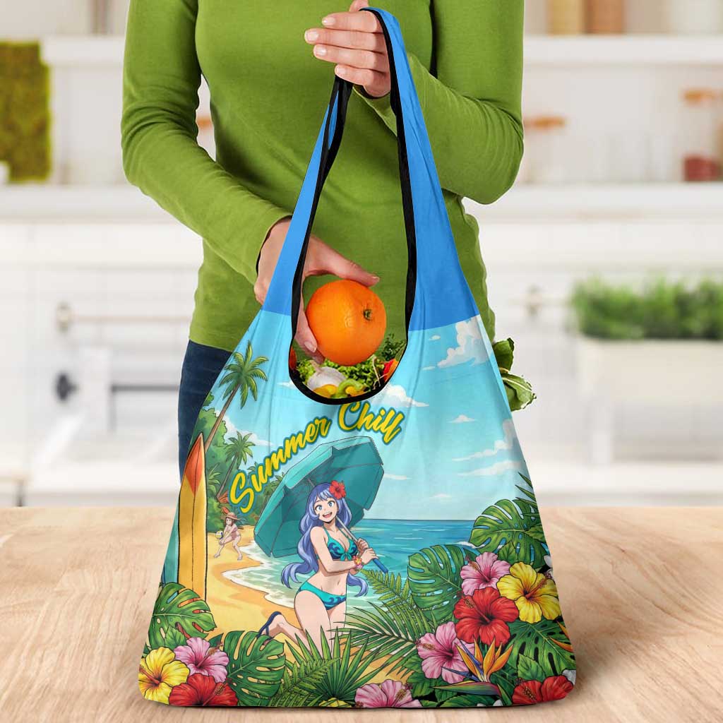 Nejire Hado Summer Chill Grocery Bag Tropical Anime Surfside Art