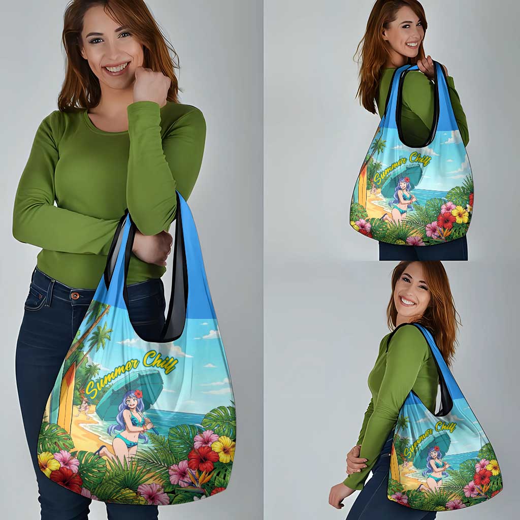 Nejire Hado Summer Chill Grocery Bag Tropical Anime Surfside Art