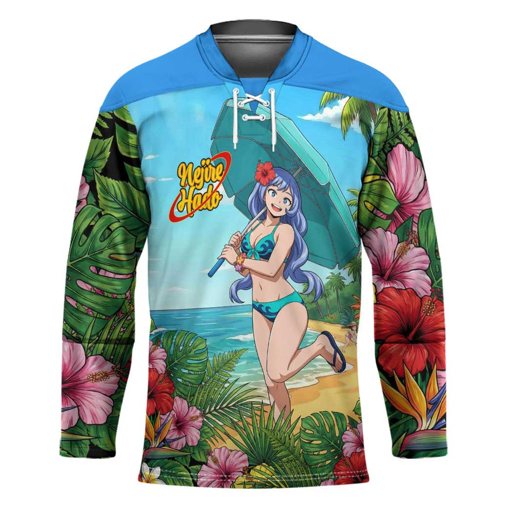 Nejire Hado Summer Chill Hockey Jersey Tropical Anime Surfside Art