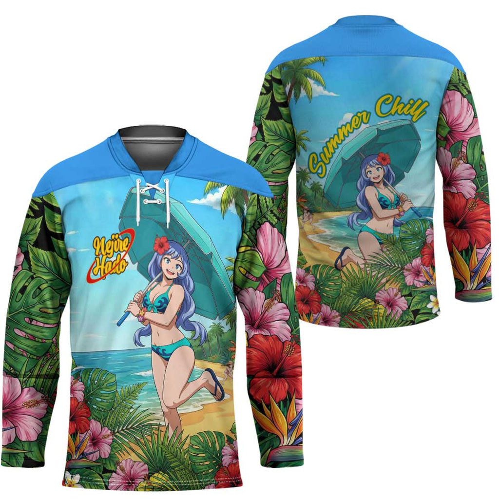 Nejire Hado Summer Chill Hockey Jersey Tropical Anime Surfside Art
