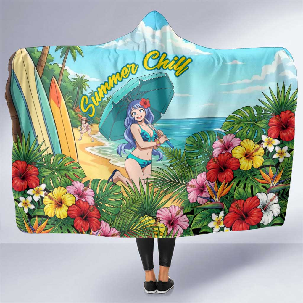 Nejire Hado Summer Chill Hooded Blanket Tropical Anime Surfside Art