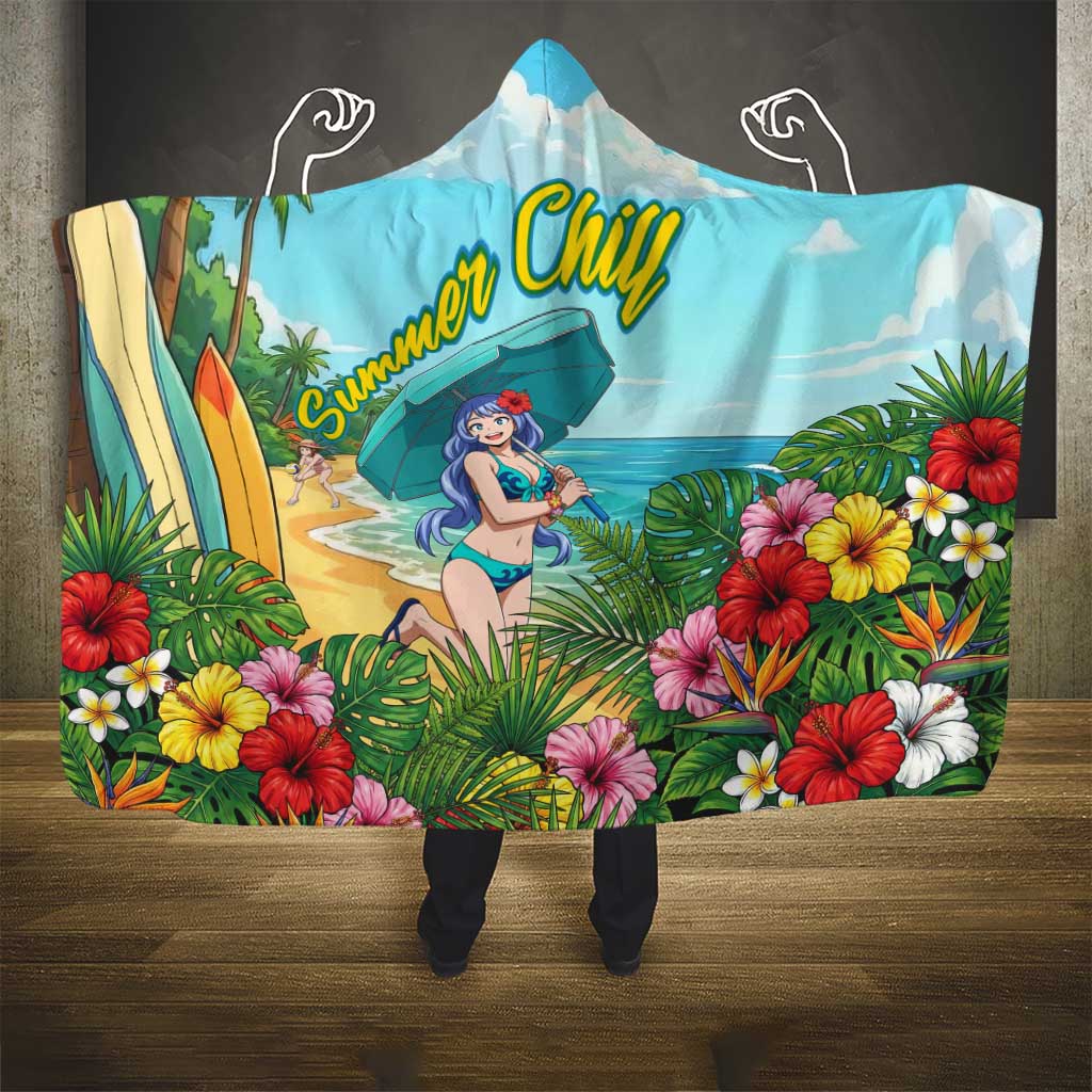 Nejire Hado Summer Chill Hooded Blanket Tropical Anime Surfside Art