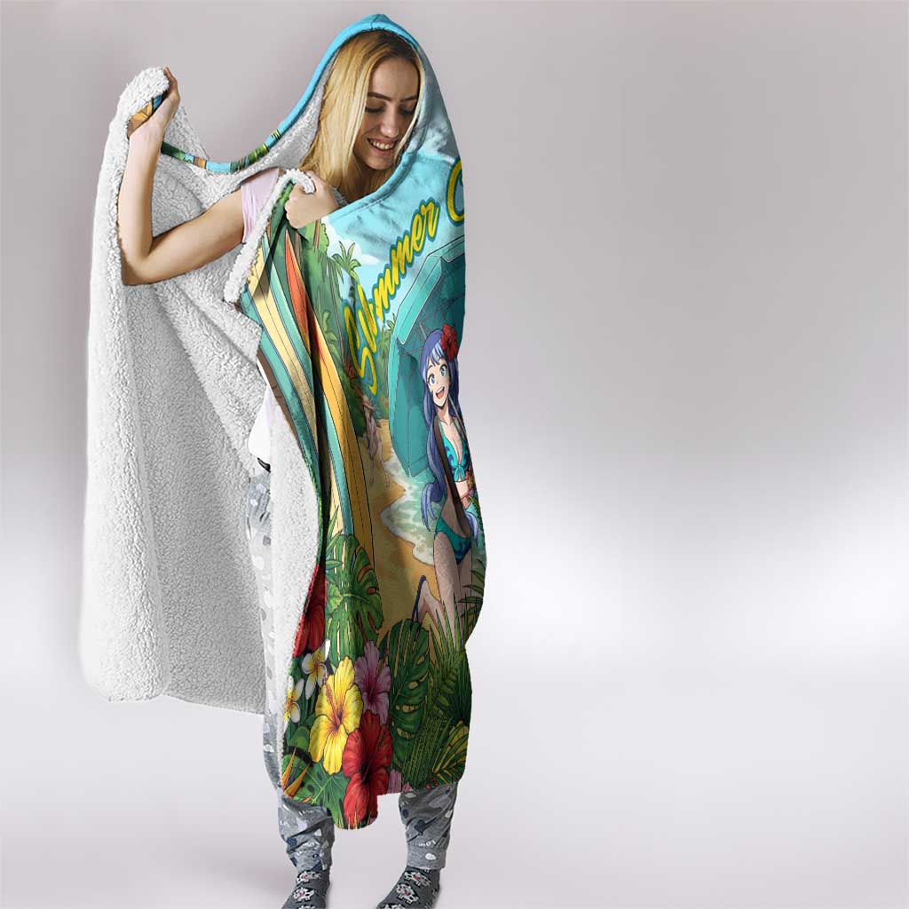 Nejire Hado Summer Chill Hooded Blanket Tropical Anime Surfside Art