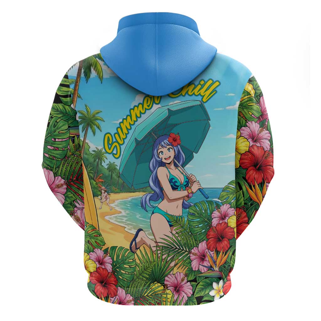 Nejire Hado Summer Chill Hoodie Tropical Anime Surfside Art