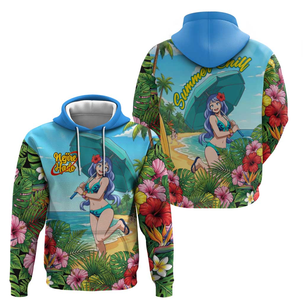Nejire Hado Summer Chill Hoodie Tropical Anime Surfside Art