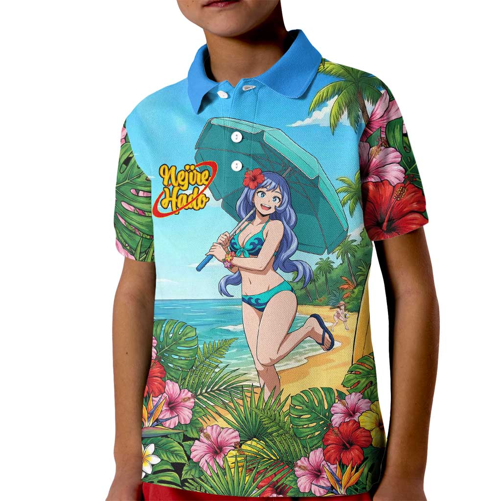 Nejire Hado Summer Chill Kid Polo Shirt Tropical Anime Surfside Art