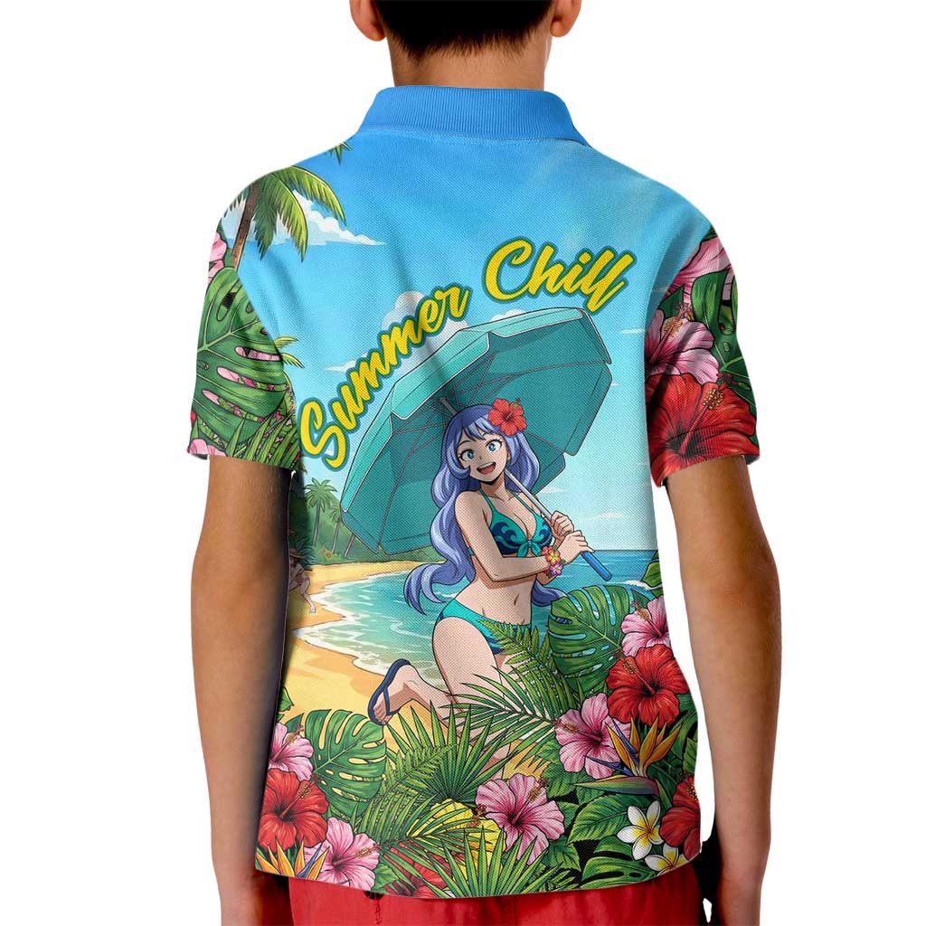 Nejire Hado Summer Chill Kid Polo Shirt Tropical Anime Surfside Art