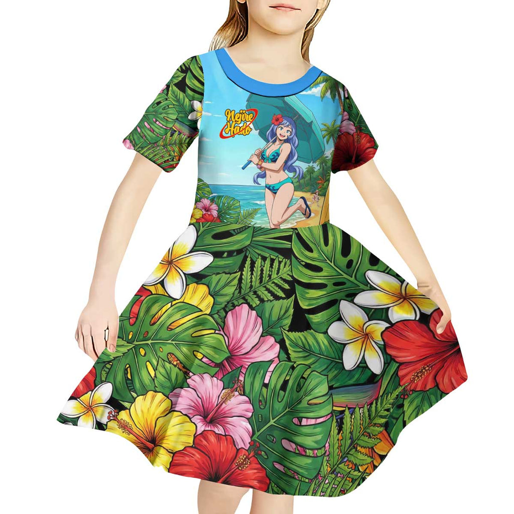 Nejire Hado Summer Chill Kid Short Sleeve Dress Tropical Anime Surfside Art