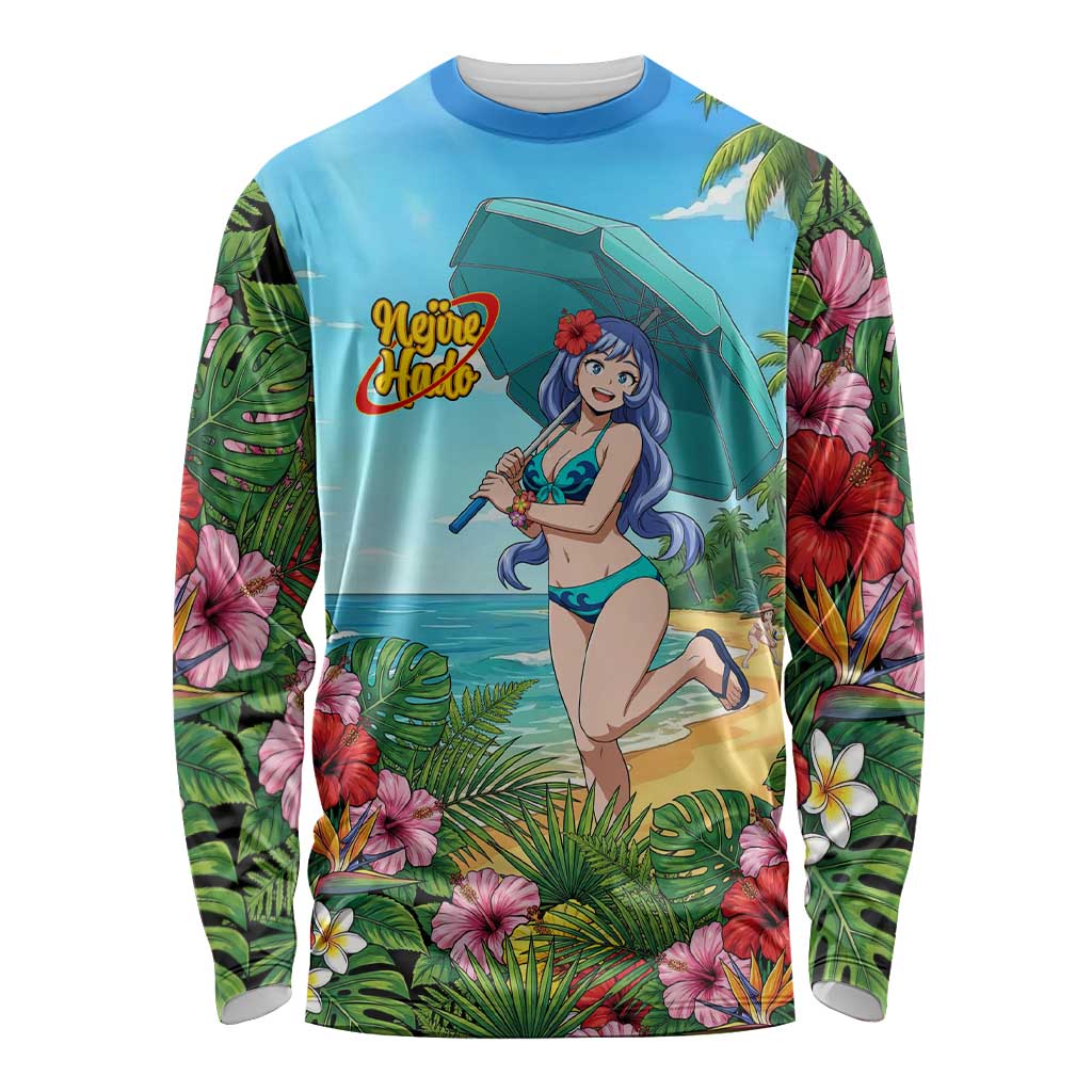 Nejire Hado Summer Chill Long Sleeve Shirt Tropical Anime Surfside Art