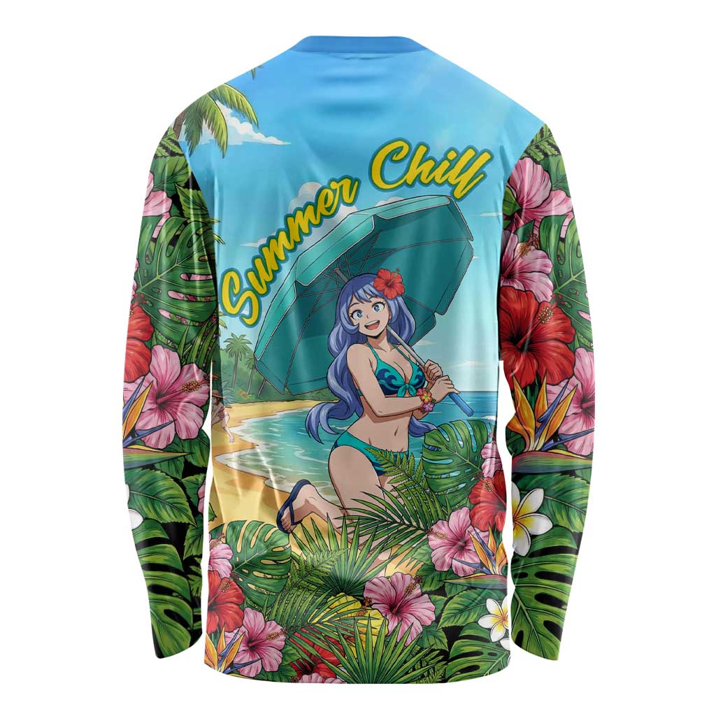 Nejire Hado Summer Chill Long Sleeve Shirt Tropical Anime Surfside Art