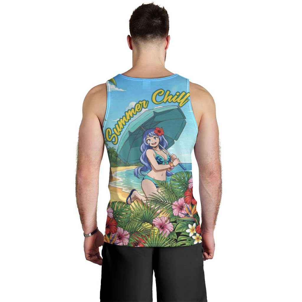 Nejire Hado Summer Chill Men Tank Top Tropical Anime Surfside Art