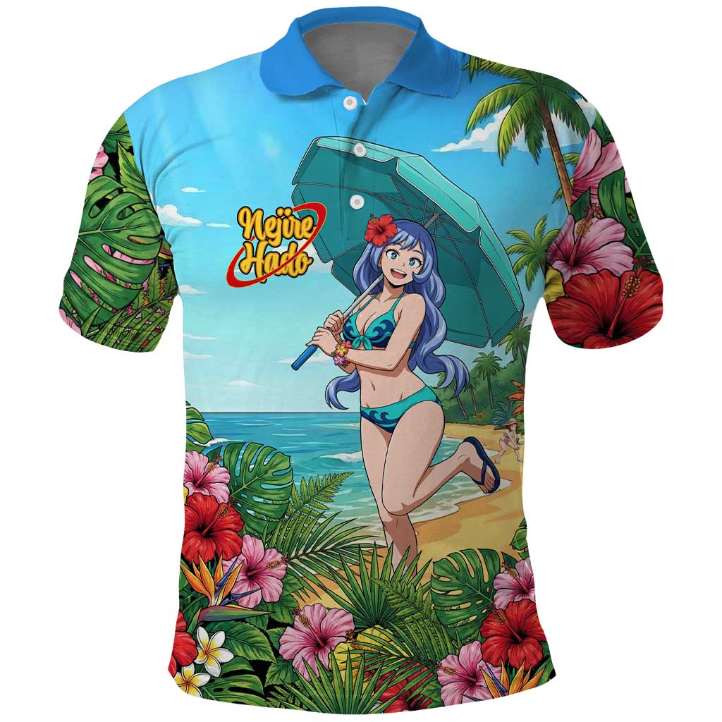 Nejire Hado Summer Chill Polo Shirt Tropical Anime Surfside Art
