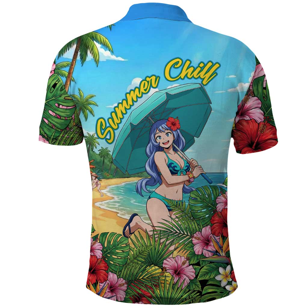 Nejire Hado Summer Chill Polo Shirt Tropical Anime Surfside Art