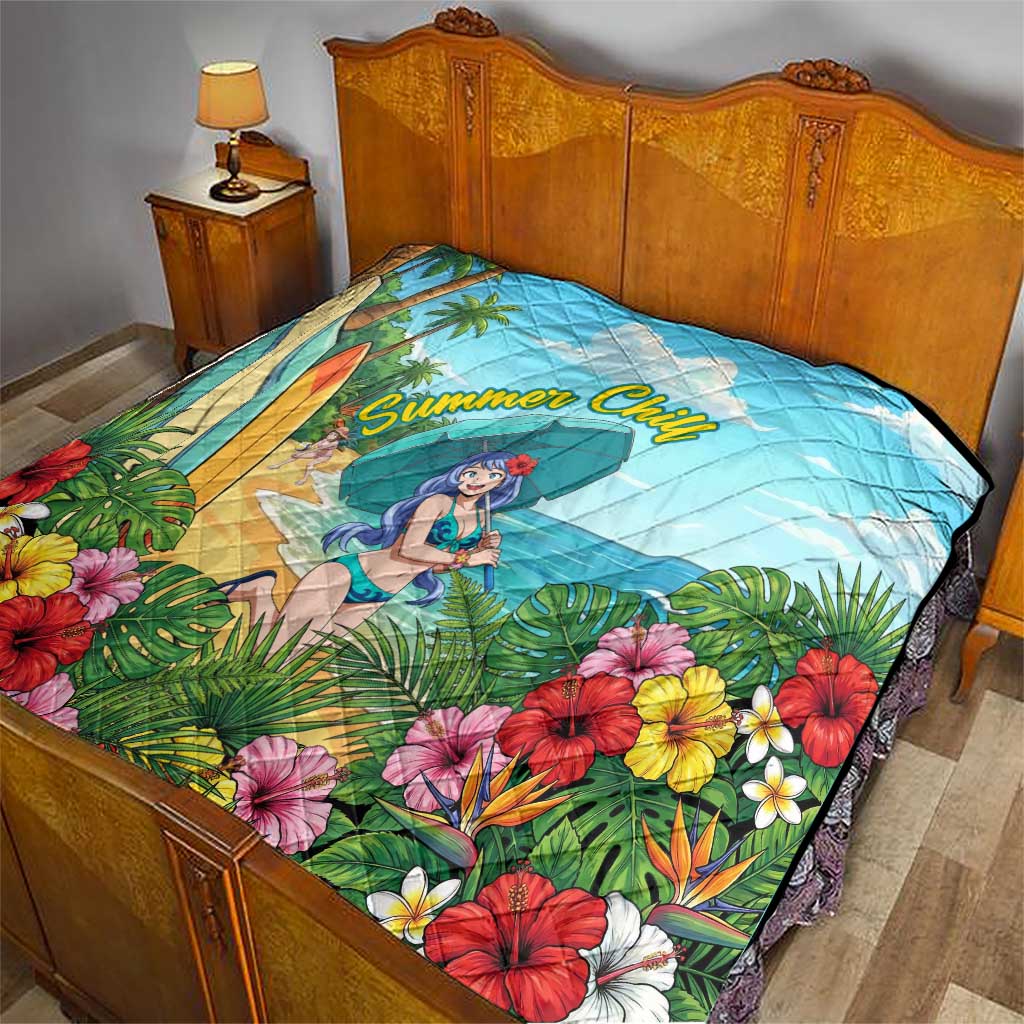 Nejire Hado Summer Chill Quilt Tropical Anime Surfside Art