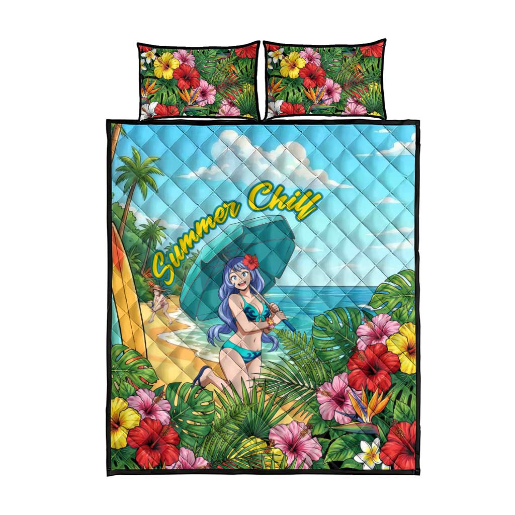 Nejire Hado Summer Chill Quilt Bed Set Tropical Anime Surfside Art