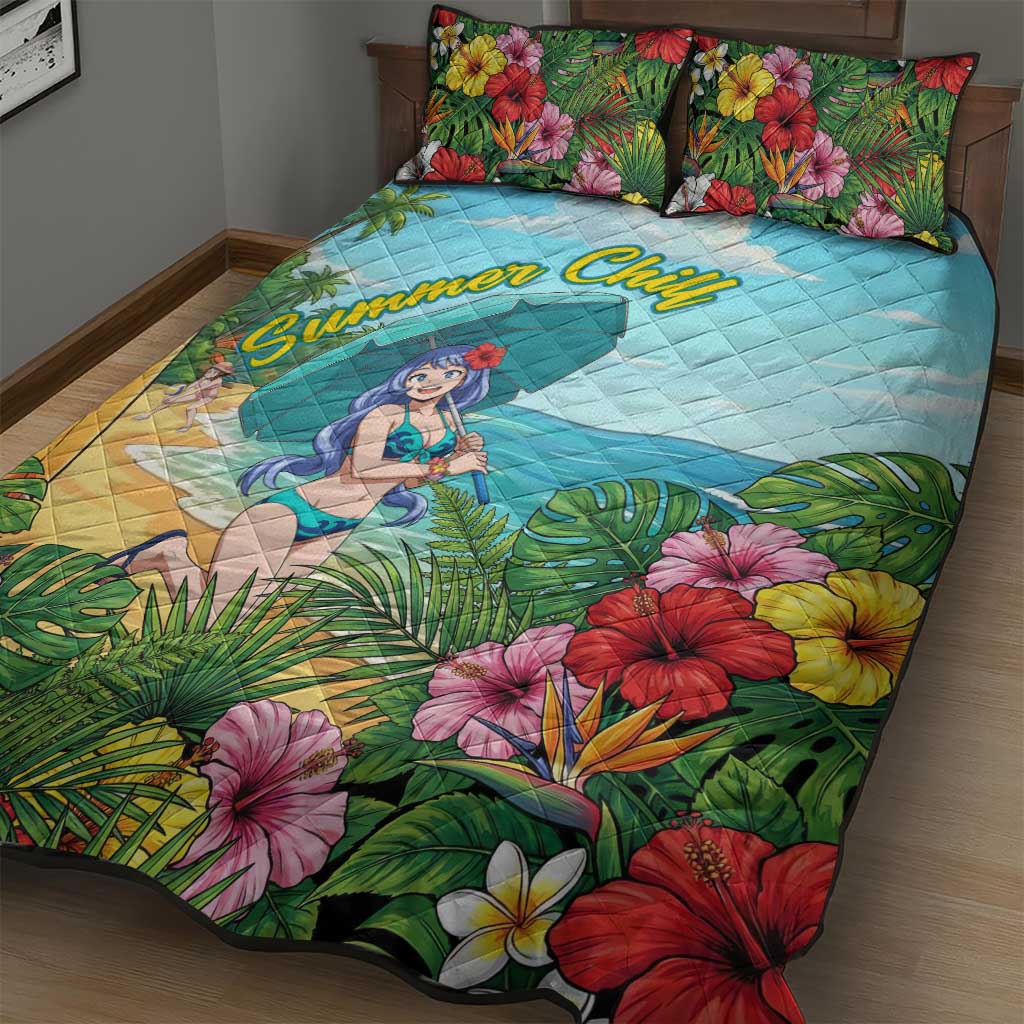 Nejire Hado Summer Chill Quilt Bed Set Tropical Anime Surfside Art