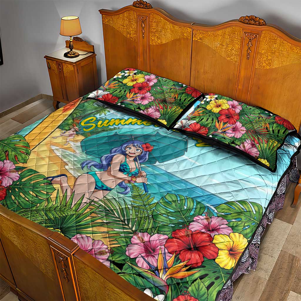 Nejire Hado Summer Chill Quilt Bed Set Tropical Anime Surfside Art