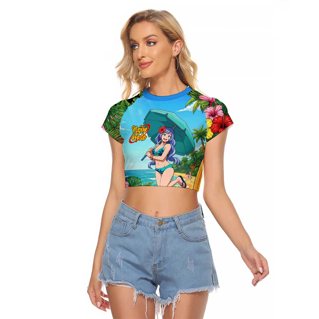 Nejire Hado Summer Chill Raglan Cropped T Shirt Tropical Anime Surfside Art