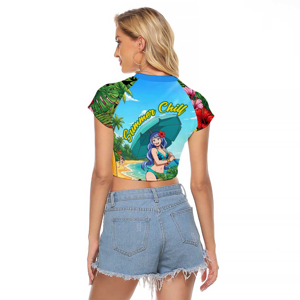 Nejire Hado Summer Chill Raglan Cropped T Shirt Tropical Anime Surfside Art