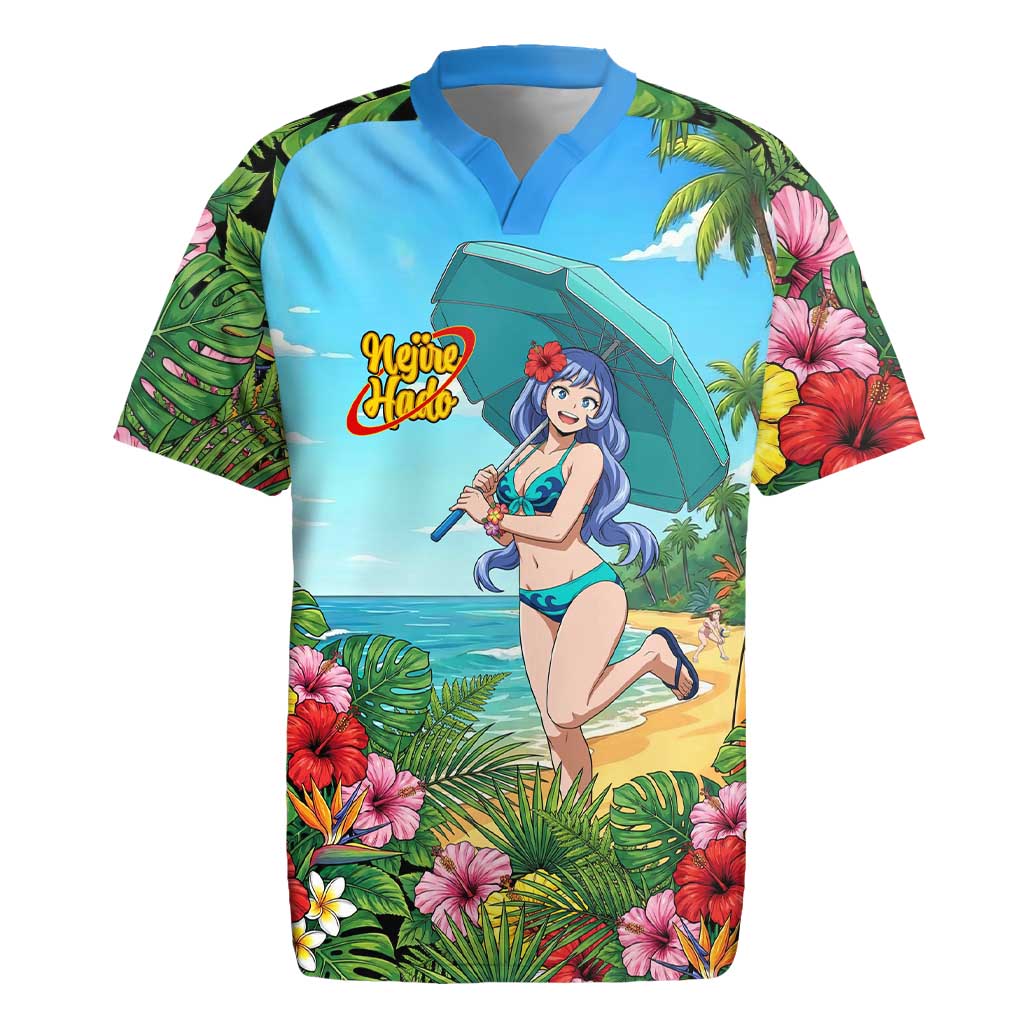 Nejire Hado Summer Chill Rugby Jersey Tropical Anime Surfside Art