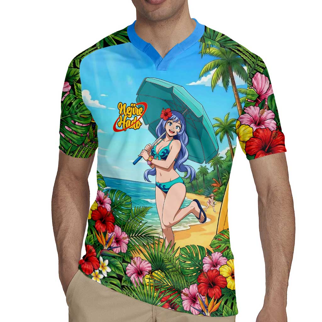 Nejire Hado Summer Chill Rugby Jersey Tropical Anime Surfside Art