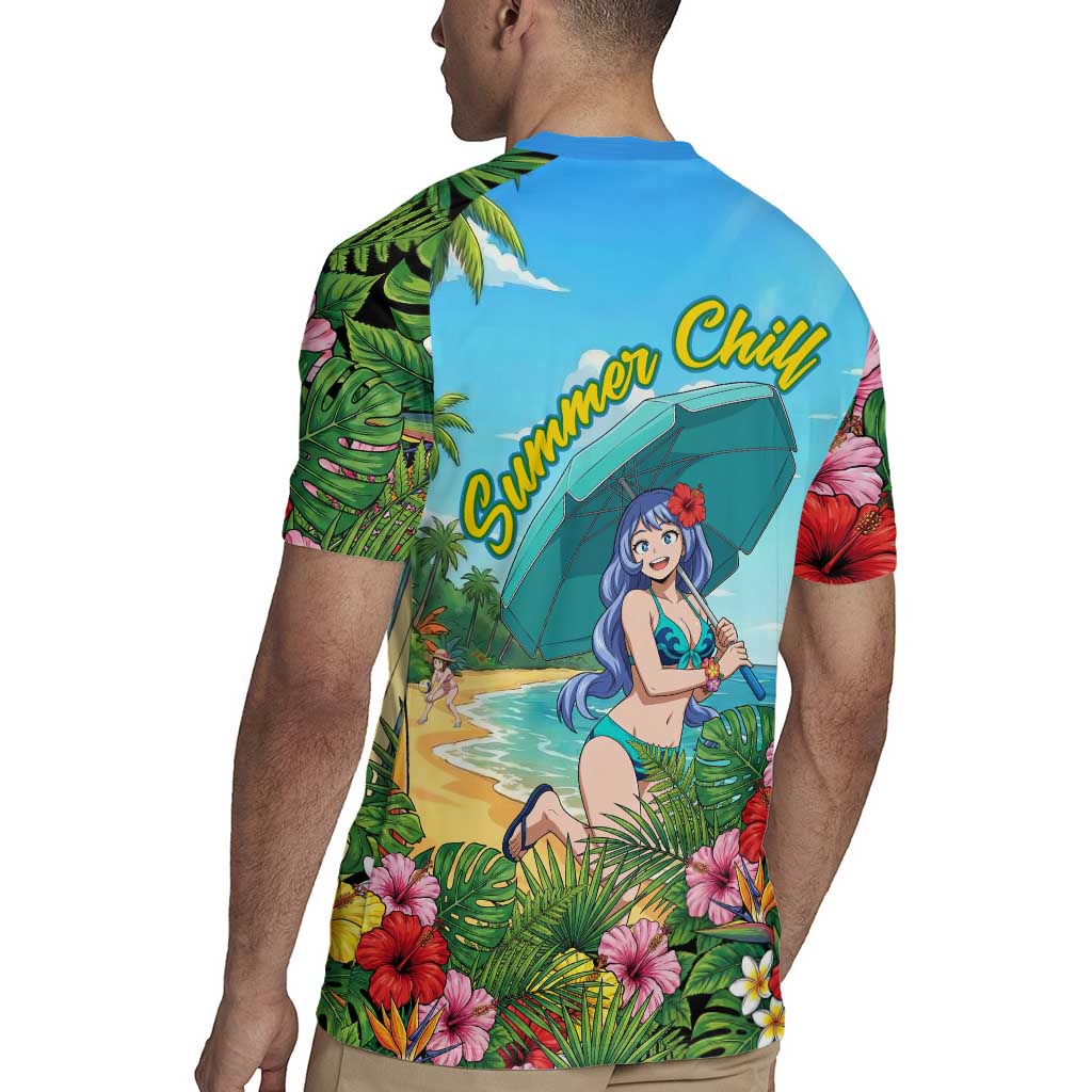 Nejire Hado Summer Chill Rugby Jersey Tropical Anime Surfside Art
