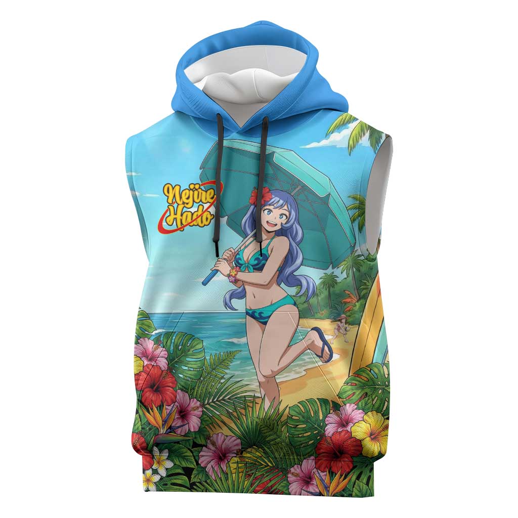 Nejire Hado Summer Chill Sleeveless Hoodie Tropical Anime Surfside Art