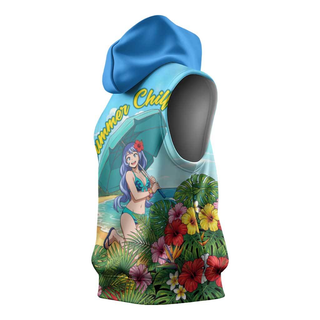 Nejire Hado Summer Chill Sleeveless Hoodie Tropical Anime Surfside Art
