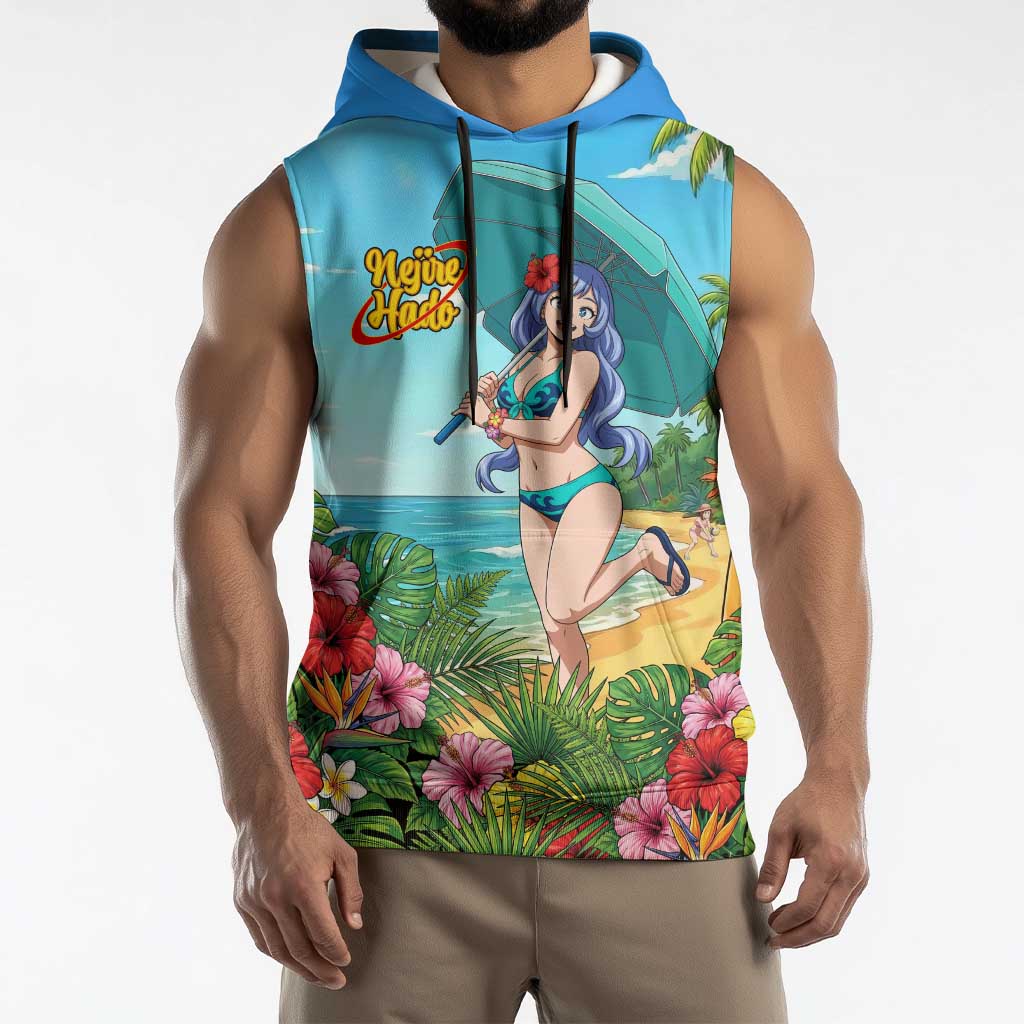 Nejire Hado Summer Chill Sleeveless Hoodie Tropical Anime Surfside Art