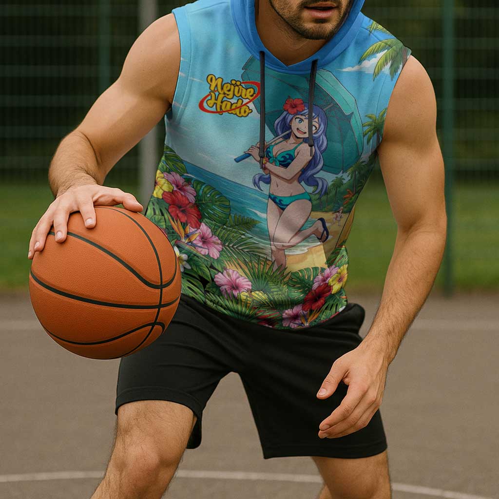 Nejire Hado Summer Chill Sleeveless Hoodie Tropical Anime Surfside Art